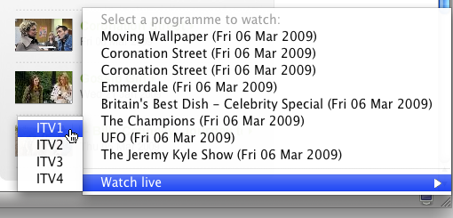 Using Caught Up from an ITV programme page.